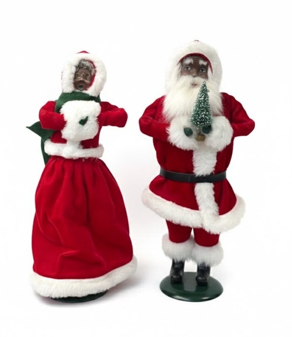 Byers Choice African American Santa 1992 Mrs Claus Caroler Figurine Set Vintage
